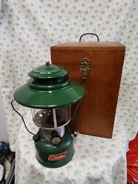 Coleman "Big Hat" Camping Lantern Comes w/ 2 extra mantels,funel wooden BOX USA
