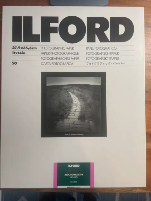 New Ilford Multigrade MGFB Fiber Glossy 11x14 Enlarger Photo Paper: 50 Sheets