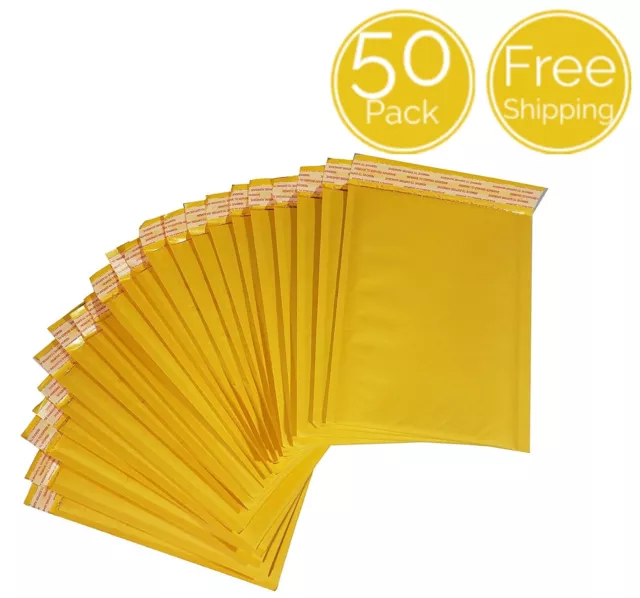 50 Pack 4 x 6 Inches Usable Yellow Kraft Paper Bubble Padded Mailer Envelopes