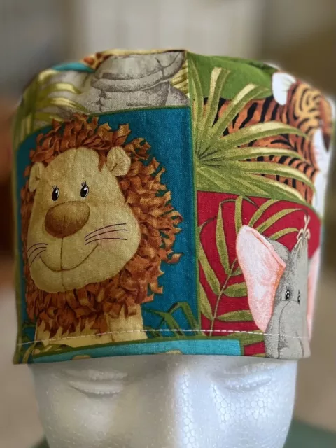 Animals reversible Women's Skull/Chemo Surgical Scrub Hat/Cap Handmade