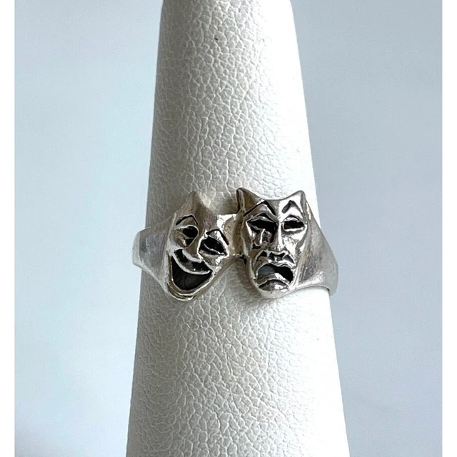 Boma 925 Sterling Silver  Comedy/Tragedy Ring Size 5.75 Sky