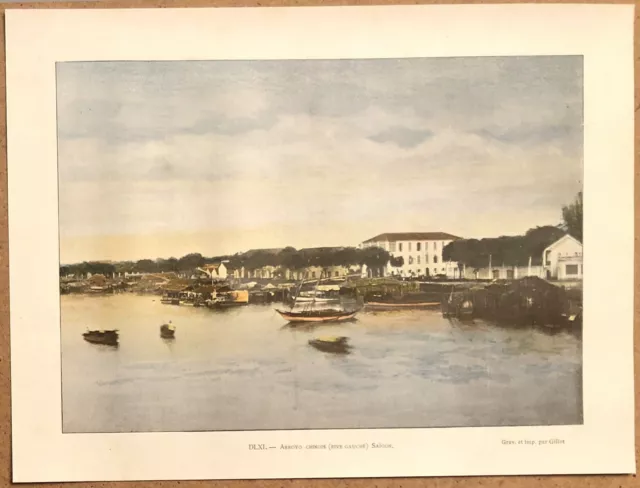 COCHINCHINE Arroyo chinois à Saïgon RG - Photochromie fin 19ème  gravure Vietnam