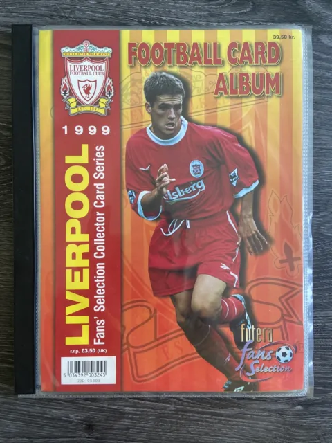 Futera Liverpool 1999 carte collezionabili calcio set completo in raccoglitore inc inserti