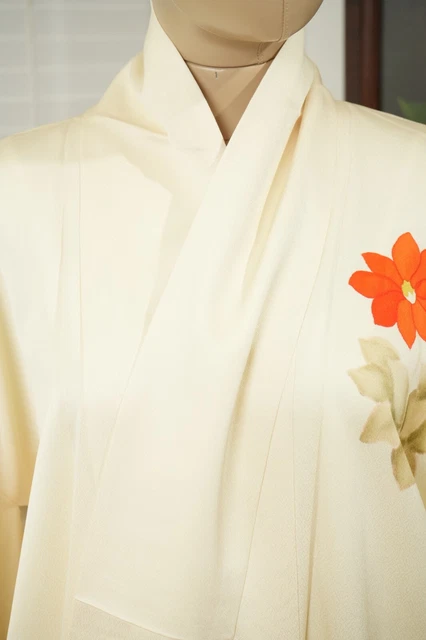 Dear Vanilla Japanese Silk Kimono Women's Robe Gown Authentic Japan Vintage Mint 3