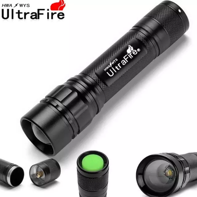 Ultrafire 50000LM T6 LED Super Bright Zoom Flashlight Camping Lamp Torch - Black