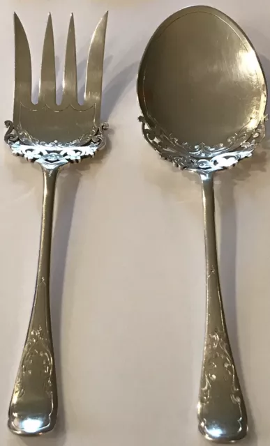 Allen&Darwin Victorian 1870’S Sheffield Filigree Serving Set Spoon/Fork-8.5”