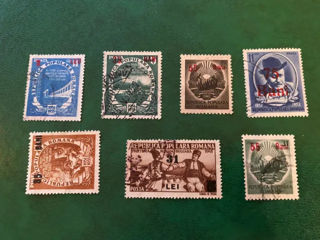 Romania 1948 - 1952 new values overprints used stamps lot