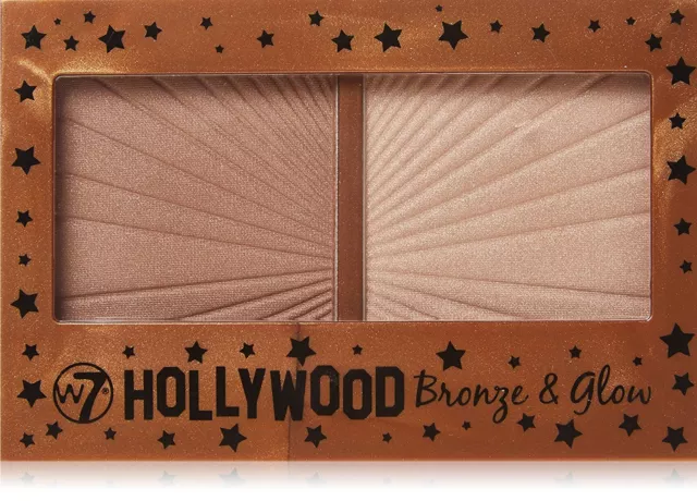 W7 Hollywood Bronze & Glow Duo Highlighter Bronzing Pressed Powder
