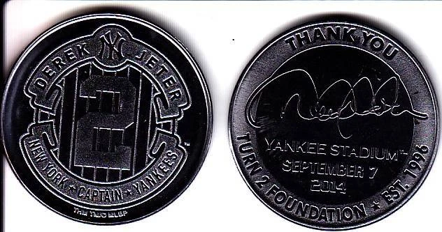 Derek Jeter Day Commemorative Coin New York Yankees Sga 9/7 2014 Stadium Limited
