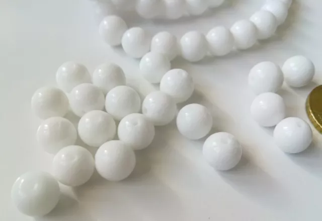 Perlas bola cristal de jade blanco 8 mm X 20 UNIDADES agujero 1 mm imitación 3