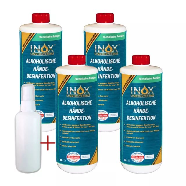 INOX® Hände Desinfektionsmittel, 4 x 1L - Händedesinfektion Hand Desinfektion