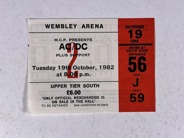 BILLET AC/DC ANGUS Young Brian Johnson Original Wembley Arena 19 ...