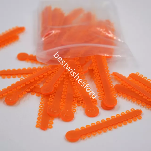 1 Bag Dental Orthodontic Ligature Ties Elastic Rubber Bands Neon Orange 1008 Pcs