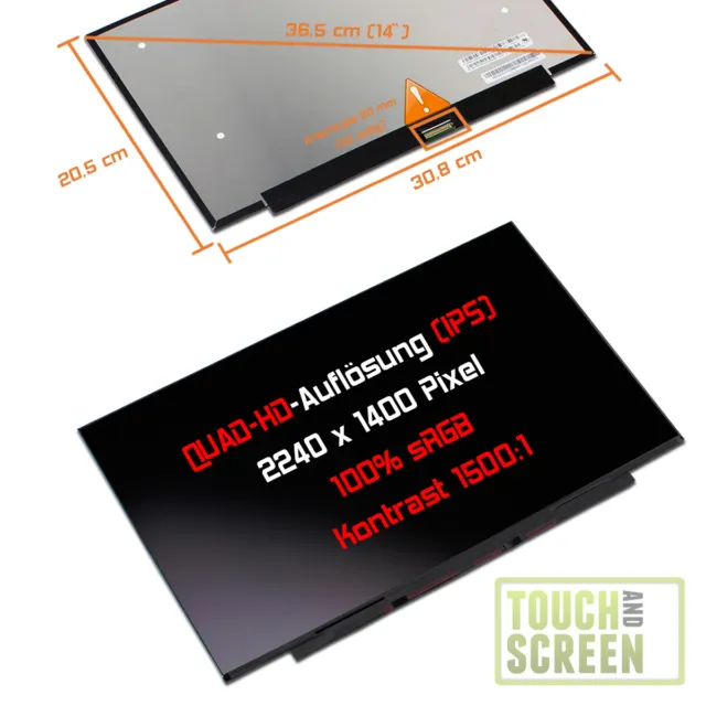 14,0" LED Display matt passend für Lenovo FRU 5D11B38979 IPS 100% sRGB 2240