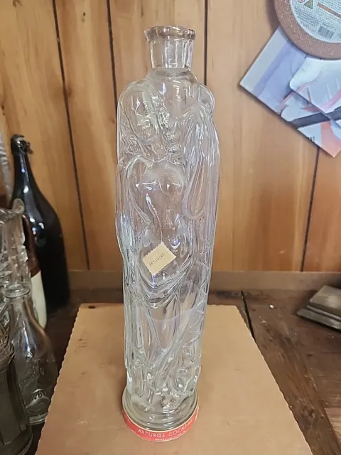 Arturos Cocktail Figural Lady Liquor Bottle Whiskey Bitters Clear See Photos