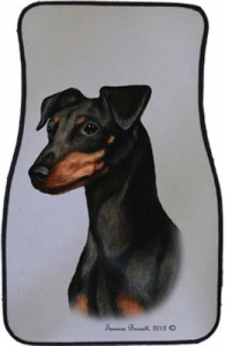 Uncropped Black and Tan Miniature Pinscher Car Floor Mats Pair (TB) 36084