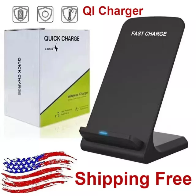 Qi Wireless Fast Charger Charging Pad Stand Dock For Samsung Galaxy iPhone Phone