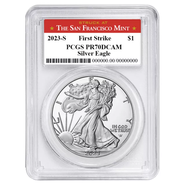 2023-S Proof $1 American Silver Eagle PCGS PR70DCAM FS San Francisco Label