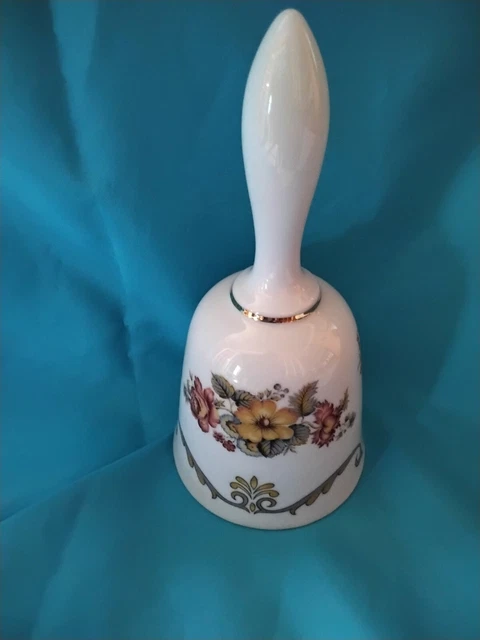 Vintage Bareuther Waldsassen Porcelain Floral Hand Bell Bavaria Germany 7"