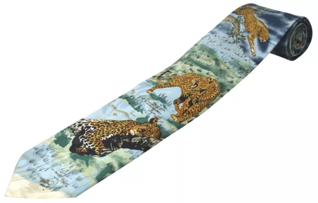 TIE STUDIO- Leopards Men Novelty Neck-Tie, Wildlife, Zoo