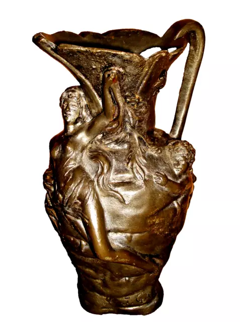 Jean Garnier 1853-1910 Figur – Krug – Vase Zinn Jugendstil