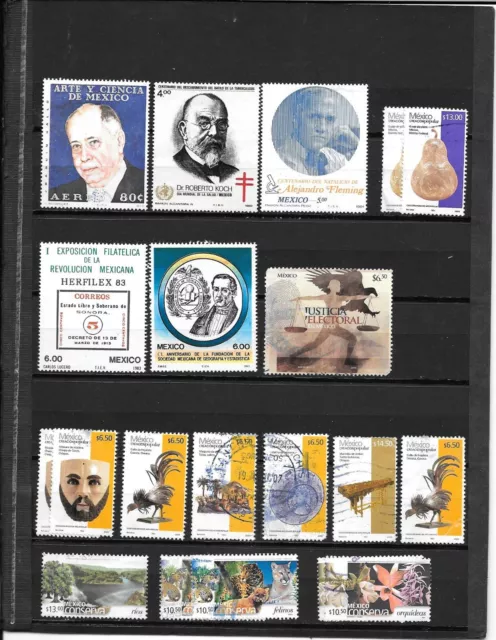 Timbres du Mexique 16 timbres différents neufs ou oblitérés