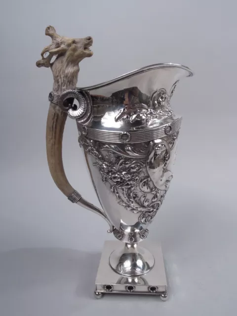 Gorham Ewer Antigüedad Jarra Americano Plata de Ley Cuerno Asta 1897