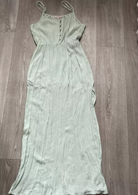 Blu Pepper Sun Dress sleeveless Maxi Dress Green Medium Lace Back