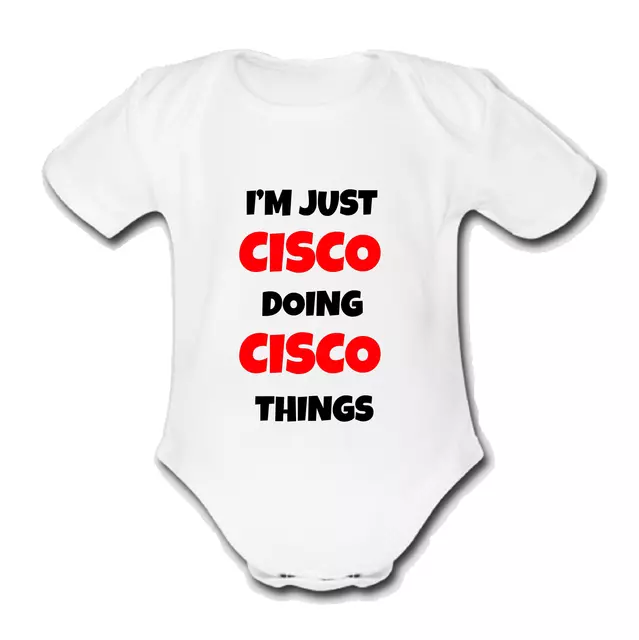 CISCO Babygrow Baby vest grow bodysuit I'M JUST DOING THINGS NAME