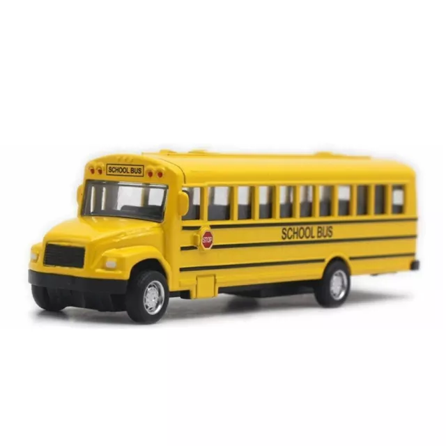 1/64 Yellow School Bus Toy Diecast Model Car Kids Boys Christmas Gift Pull Back