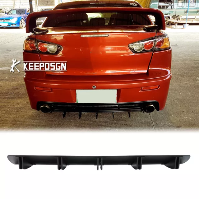 For Mitsubishi Lancer EVO X 32" Rear Bumper Spoiler Diffuser Lip Shark Fin Matte