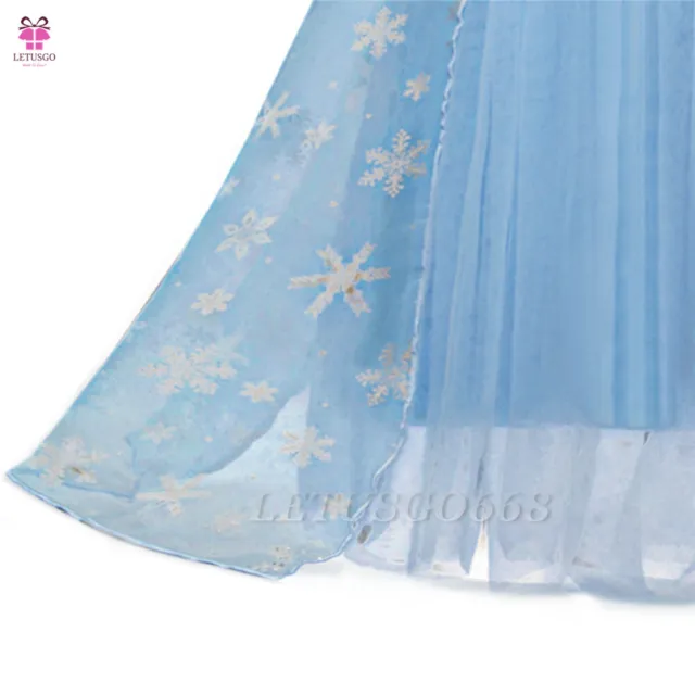 Costume abito blu Elsa per bambini congelati principessa Disney abito elegante cosplay 8