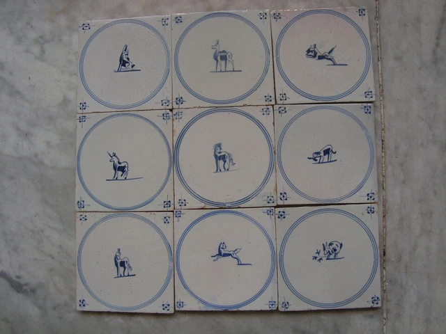 set animal  18h  century delft  dutch  tiles  springertjesl  (9)
