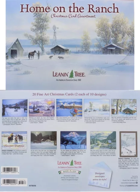 Leanin Tree Home On The Ranch 20 Christmas Holiday Cards Box Envelopes