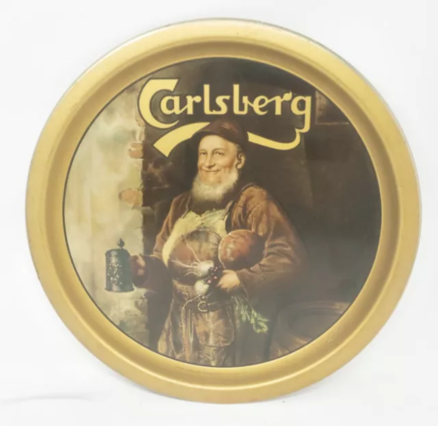 Vintage Carlsberg Beer Serving Tray Metal Flat Lip 13" Printed in London