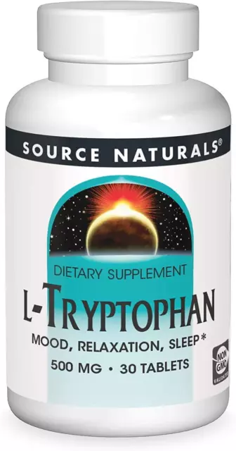 Source Naturals L-TRYPTOPHAN 500mg 30 Tabletten, Mood, Schlaf Und Entspannung
