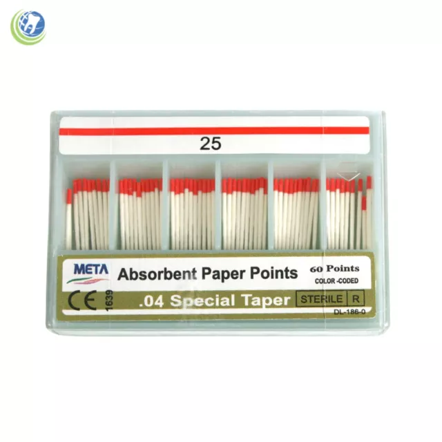 Paper Points .04 Taper #25 Sterilized Endodontic Root Canal Obturation 60/Box