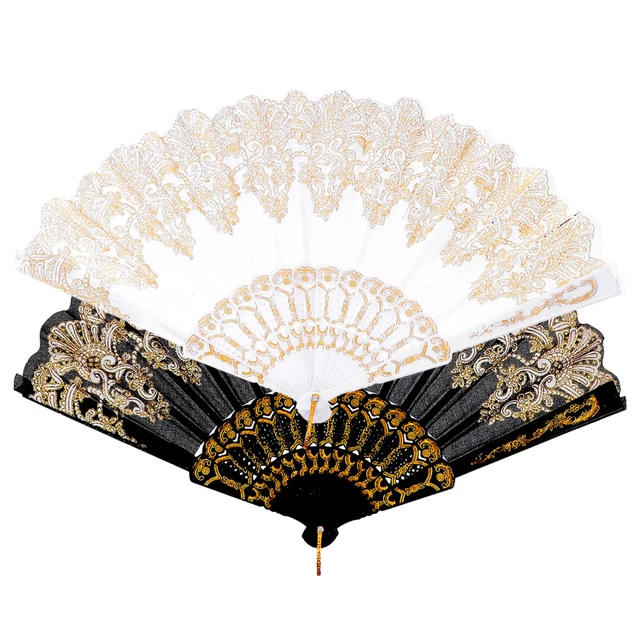 2 Pcs Éventail De Style Chinois Pliable Aux Femmes Manquer Ancien