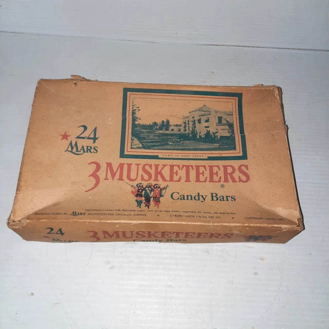 Vintage Mars 3 Musketeers Candy Bar Box 24 Bars