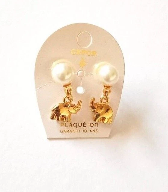 Boucles D'Oreilles Gerfor En Métal Doré Plaqué Or - Motif Grappe De Raisins - Clous - Neuves