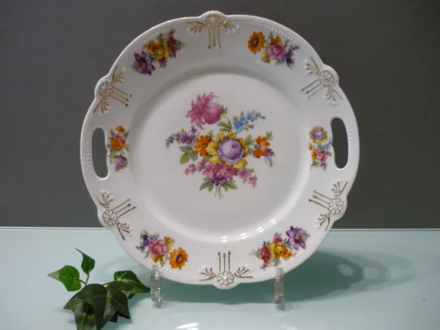 Jugendstil Porzellan Teller Kuchenteller mit Blumendekor