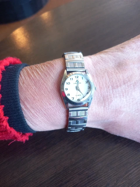 Montre Femme Vintage AS Chausson - Boîtier Acier 26mm, Bracelet Acier, Quartz - Occasion Bon état
