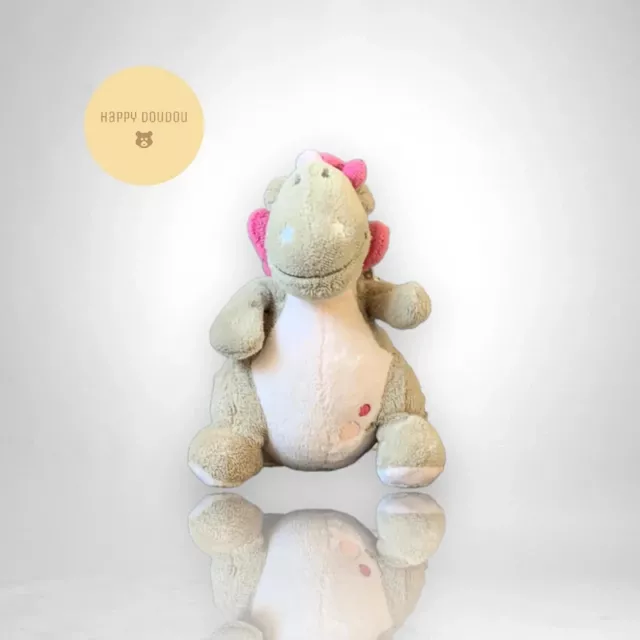 Doudou Peluche musicale dragon Victoria gris rose Noukie's