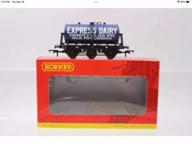 Hornby OO Gauge R.6378 6 Wheel Milk Tanker Car Express Dairy BRAND NEW