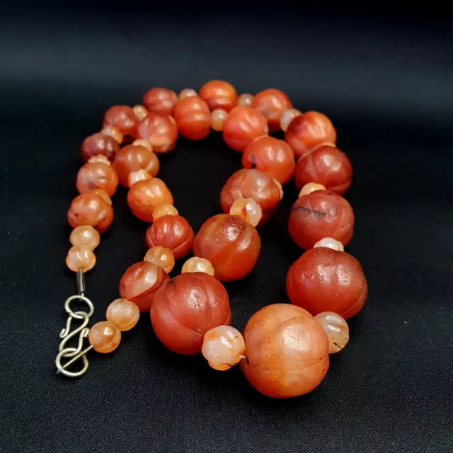 Old Ancient Indo Tibetan Melon Shape Agate Beads Prayer Beads Jewelry necklace