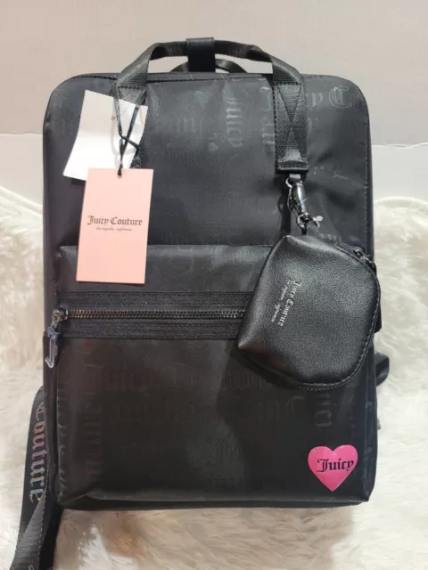 JUICY COUTURE MATERIAL Girl Large Backpack Liquorice Brand New With ...