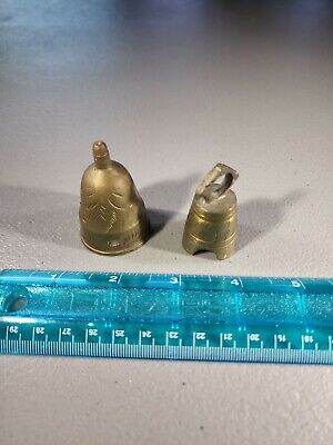 2 Small Vintage Heavy Brass Bells, Missing Clapper