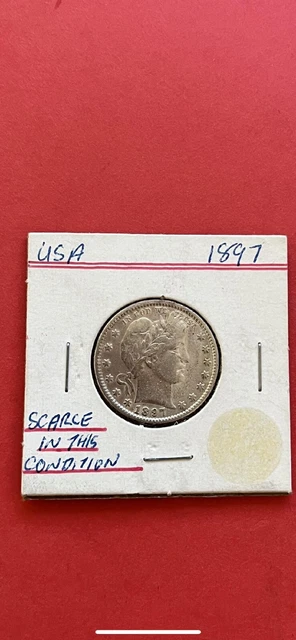 Usa 1897 Barber Quarter Dollar Very Fine Scarce In This Condition