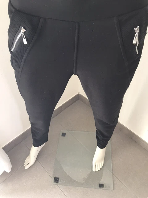Pantaloni Leggings Con Elastico In Vita & Tasche Con Cerniere Tg L 46 Nero