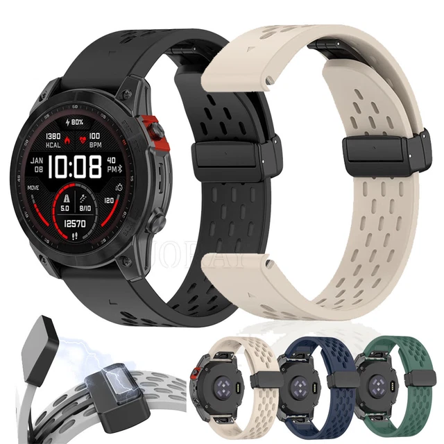 Cinturino Garmin Fenix Cinturino Sostitutivo Quickfit Per Garmin Fenix - 22mm, In Silicone, Nero, Compatibile 5X/6X/7X Accessorio Fitness Tracker - Foto 3